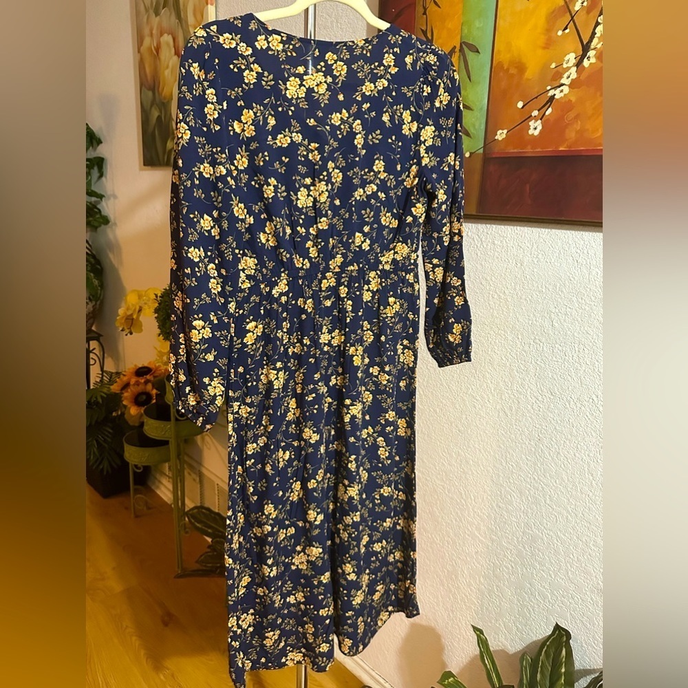 Old navy Navy floral longsleeve dress size S - Picture 3 of 11